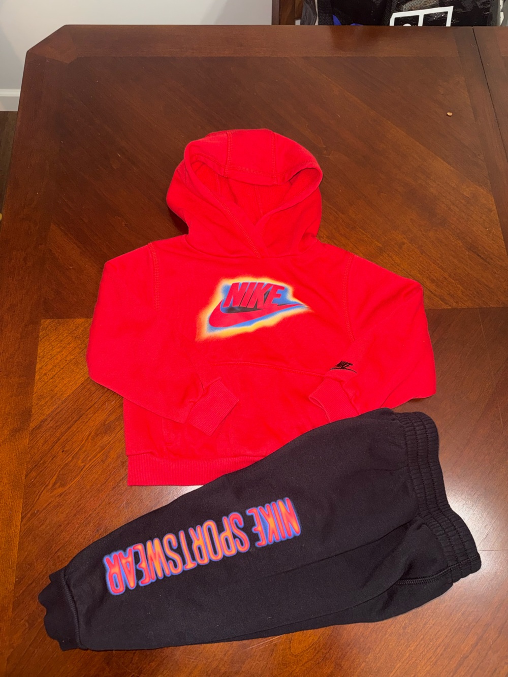 Nike Red Hoodie with Black Joggers Kids Matching Set